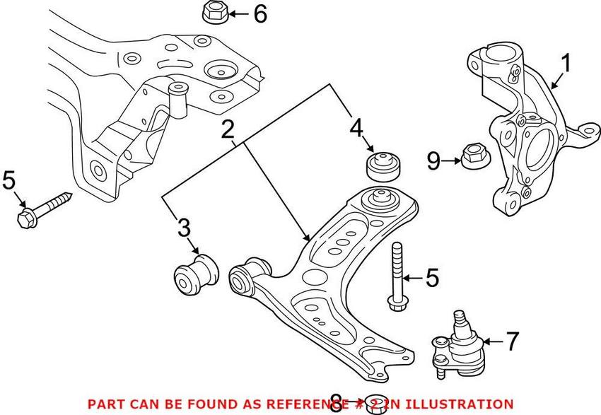 Audi VW Control Arm - Front Driver Side (w/o Ball Joint) 5Q0407151R